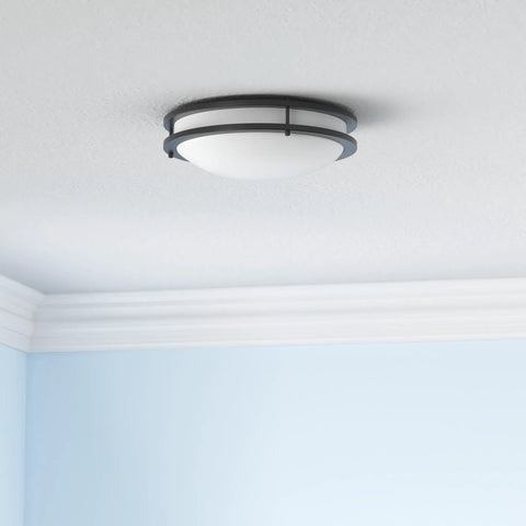 12 Inch LED Flush Mount Ceiling Light With 5 Color Temperature Options 2700K 3000K 3500K 4000K 5000K Dimmable 1120 Lumens Energy Star ETL Listed Matte Black mounted on ceiling