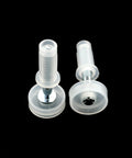 No Sweat Eight Piece Bifold Door Top Guide Roller Kit With Heavy Duty Stainless Steel Build For Slick Operation And Quick Room Divider Repair Upgrade, two clear plastic door guides with stainless steel screws.