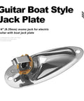 Slick Chrome Boat Style Guitar Output Jack Plate for Mono Electric Tone with Tight Grip Mounting Screws, 6.35mm jack.