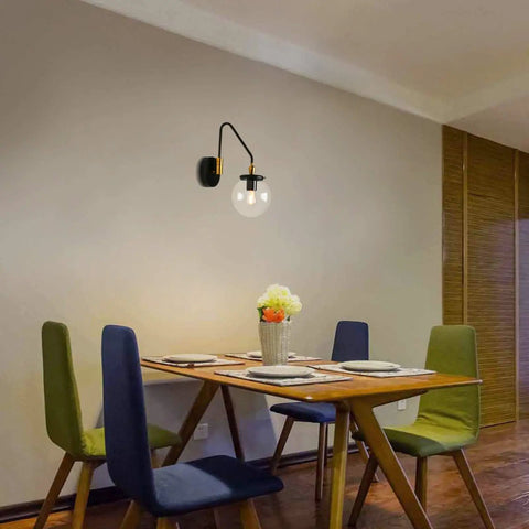 Industrial Swing Arm Wall Sconce Lighting Adjustable Globe Vanity Light For Bathroom And Bedroom Hardwired Fixture in dining room