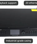 Slick 4K Led Video Controller Handles 13 Million Pixels For Massive Screens Packs 20 Gigabit Ethernet Ports Plus 4 Fiber Outputs, featuring industrial-grade casing and USB playback support.