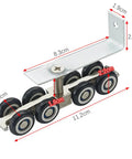 Heavy Duty Cold Rolled Steel Sliding Door Hardware Kit For Wooden Closets With Eight Smooth Rolling Wheels And Hangers Easy Glide Roller