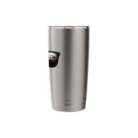 Side view of brushed steel insulated stainless steel tumbler for gym sessions dual wall keeps drinks hot or cold BPA free leak proof lid.