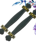 Vintage Leather Look PU Peel Handle Drawer Pulls For Cabinets And Luggage 7.48 Inch Black 2 Pack Durable PU Leather Finish