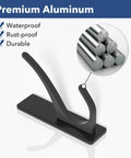 Diagram of premium aluminum features for Heavy Duty Stainless Wall Hooks 8 Pack With Dual Hook Design For Towel Backpack Hat.