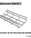 Stainless Steel Cable Tray Bulk Pack 180 Pcs 10 Feet Long 6 Inch Wide 4 Inch Deep Wire Mesh Cable Management Rack For Cords Organizer NEC Approved For Network Fiber Optic Installations Heavy Duty Pro Grade, cuttable tray section