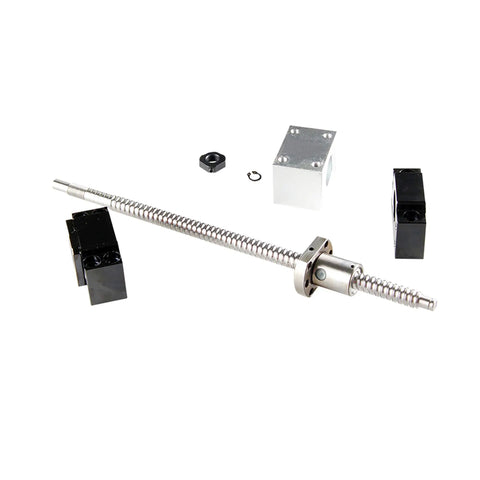 250mm SFU1605 Ballscrew Set With BK12 And BF12 And DSG16H Nut Housing shown with components for DIY CNC Router