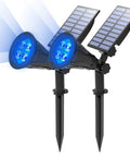 Blue Solar Spotlight Outdoor Lights Waterproof Auto On Off 180 Degree Adjustable For Trees Patio Yard Garden Driveway And Pool Area Twin Pack