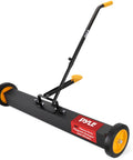 Heavy Duty Rolling Magnetic Sweeper Workhorse With Adjustable Handle Mega Pull Yard Boss Gear For Scrap Pickup And Garage Cleanup Solid Steel Frame 36 Inch Wide Magnet with wheels and handle.
