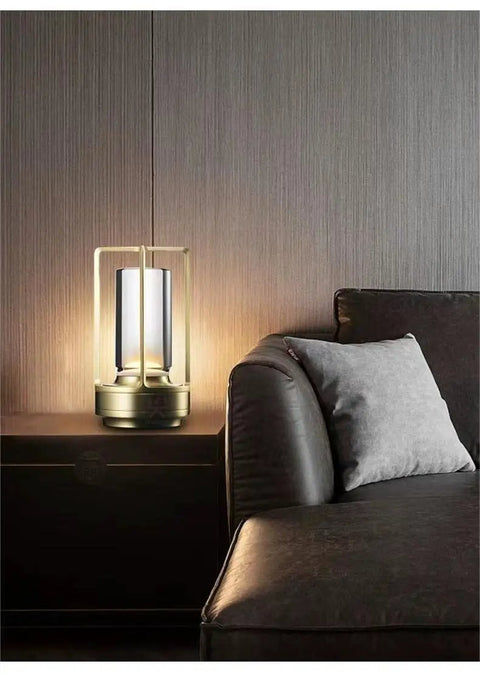 Portable Metal Table Lamp Cordless Rechargeable LED Light With 3 Color Infinitely Dimming Battery Powered Small Desk Lamp in Sleek Gold