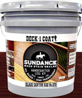 Top Shelf One Coat Wood Stain And Sealer For Pressure Treated Decks Fences Exterior Wood Surfaces in Black Canyon Red hue.
