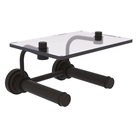 Dottingham Collection 2 Roll Glass Shelf Toilet Paper Holder Oil Rubbed Bronze Solid Brass Bathroom Accessory