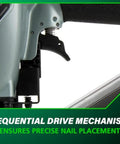 Close-up of Strap-Tite Metal Connector Nailer Pro-Preferred Pneumatic Nail Gun For Pre-Punched Connectors trigger mechanism.