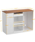 Snack Bar Cabinet With Fridge Space And Candy Display Shelf, All In One Coffee Station For Home Theater, White 51.2 Inch Long