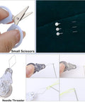 Two Pack Mini Travel Sewing Kit Set, Grab And Go DIY Supplies In A Compact Plastic Case with small scissors, pins, and needle threader