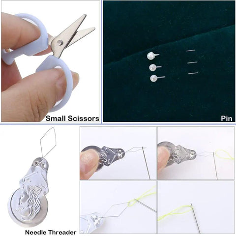 Two Pack Mini Travel Sewing Kit Set, Grab And Go DIY Supplies In A Compact Plastic Case with small scissors, pins, and needle threader