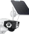 4G LTE Cellular Security Camera Outdoor With Dual Lens Wide View 2K Spotlight Color Night Vision No WiFi Solar Powered Battery
