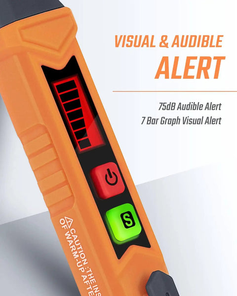 Portable Gas Leak Detector With Quick Audible And Visual Alarm Sniffs For Natural Gas Methane Propane Butane LPG And More Pinpoints Leaks Fast To Keep Your Home Safe Includes Two Batteries Orange Color, showing visual and audible alert features.