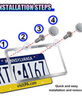 Installation steps for Stainless Steel License Plate Frames Two Pack With Screws And Caps Rust Proof Car Tag Frame Protector Cover