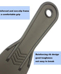 Close-up of a Six Piece Putty Knife Set With Flexible Plastic Scrapers For Spackling And Spackle Includes 1.5 2 3 4 6 And 8 Inch Blades Great For Drywall Patching And Home DIY Paint Prep showing reinforced plastic handle and non-slip grip.