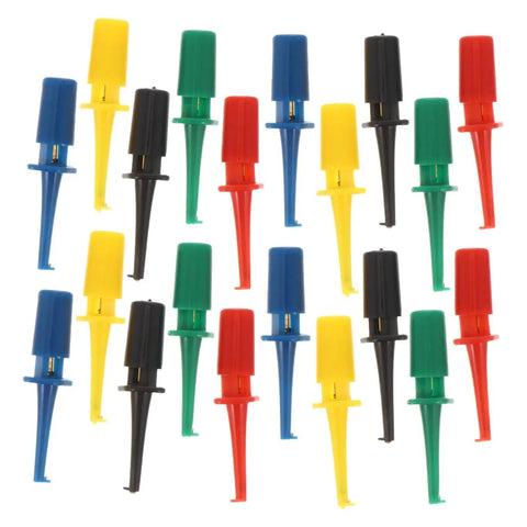 Pro Grade Twenty Piece Insulated Test Hooks And Grabbers Colorful Clamps For Digital Multimeter Testing Electrical Diagnostics