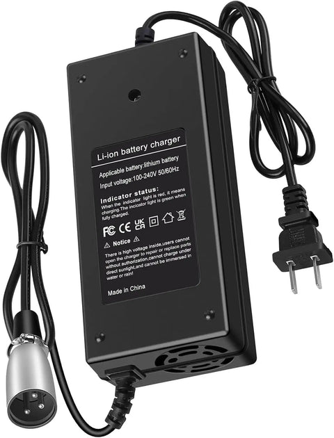 42V 2A 3 Pin XLR Charger For 36V Lithium Ebikes And Electric Scooters, Universal 100 240V AC Input