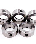 Waterjet seal head rings, six stainless steel parts with inner bore and threaded holes