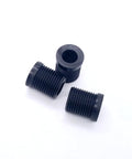 Image of three black threaded adapters for Dope Colorful Ball Style Gear Shift Knob For Manual And Automatic Transmissions Universal Fit Neo Chrome Finish Shifter Lever Upgrade For Cars With Slick Grip And Durable Aluminum Build.