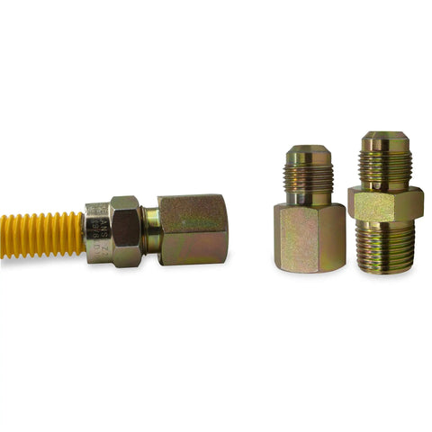 Flexible Stainless Steel Gas Line For Dryer With Connector Kit Half Inch MIP To Half Inch FIP Fittings Durable Yellow Gas Hose