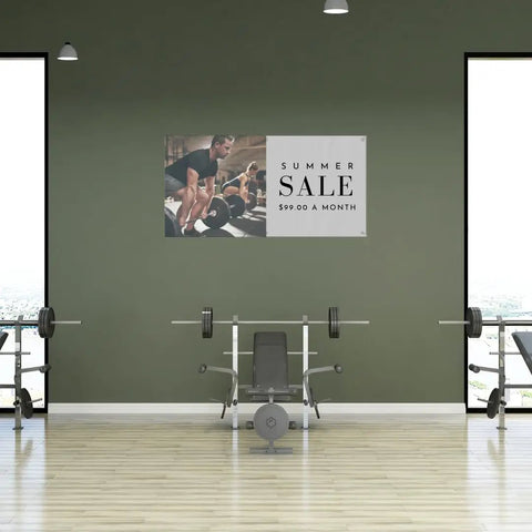 Custom 3x6 Indoor Outdoor Heavy Duty Vinyl Banner For Business Promotion Birthdays Holidays And Special Events in gym setting