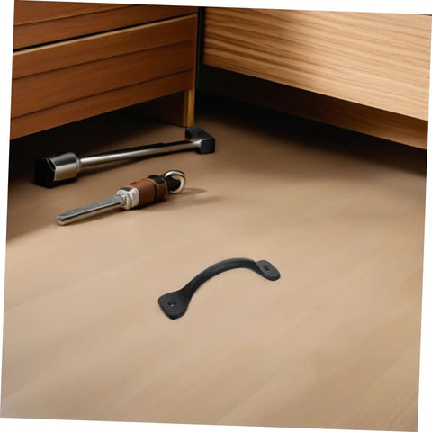 12 Piece Iron Cabinet Door Handles Retro Metal Drawer Pulls for Dressers and Farmhouse Cupboards on wooden floor