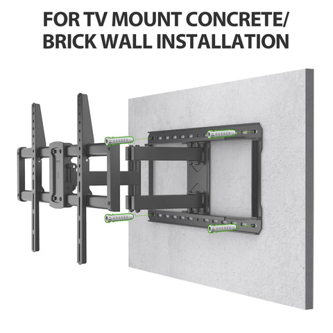 Concrete Wall Anchors For TV Wall Mount Installation Suitable For Concrete Or Brick Walls Durable Plastic Anchor Bolts 10x50mm White 6 Pack With Two Way Expansion For Increased Holding Power in use on a TV mount.