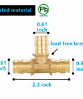 Half Inch Pex A Brass Tee Fitting Expansion Tee For Water Oil And Gas Systems 10 Pack Pro Grade Heavy Duty Tubing Connector Dimensions