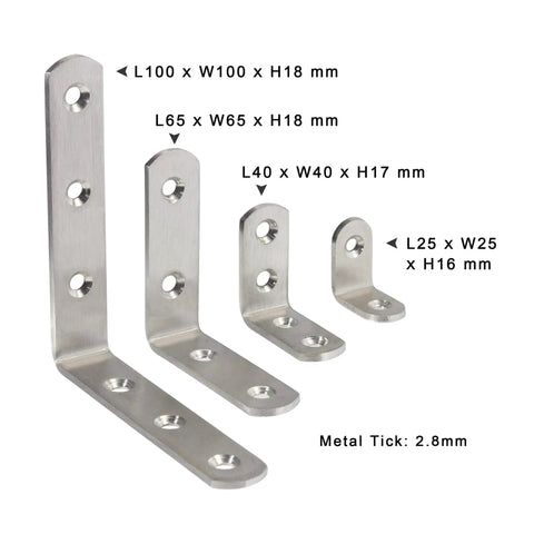 Heavy Duty L Shape Corner Brackets For Wood Furniture And Bedframes Keep Your Carpentry Tight With These Straight Up Stainless Steel 90 Degree Mounts In A Ten Pack designed for hardware support.