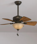 Watson Indoor Ceiling Fan With LED Light And Easy Pull Chain Control In Bronze Finish Whisper Wind Quiet Multi Speed Reversible Motor