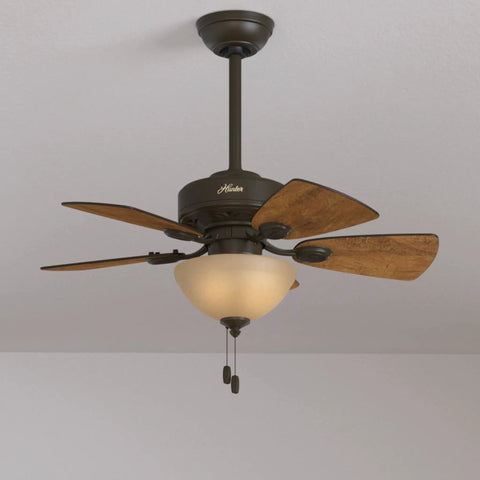 Watson Indoor Ceiling Fan With LED Light And Easy Pull Chain Control In Bronze Finish Whisper Wind Quiet Multi Speed Reversible Motor