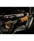 Gloved hand using Xtreme 12V Max Brushless Quarter Inch Ratchet Tool Only With LED Light For Tight Spaces Pro Grade Cordless