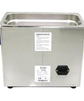 Back view of Digital Frequency Adjustable Ultrasonic Cleaner with Sweep and Degas Functions showing plug and control label