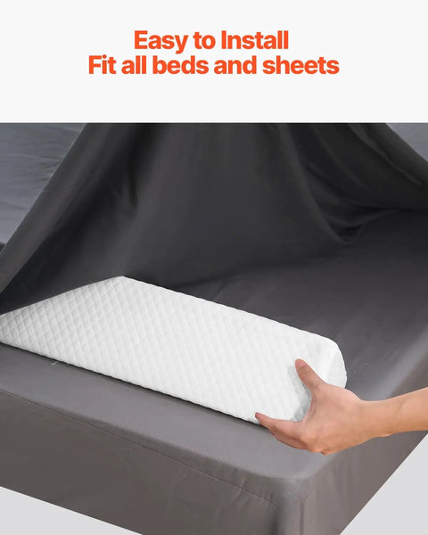Toddler Bed Bumper 56 Inch Non Slip Bed Rail Guard With High Rebound Foam And Machine Washable Cover installed under sheet