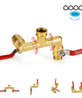 360 Degree Rotating Garden Hose Splitter With Independent Valves, 3/4 Inch GHT Brass High Flow Splitter, Heavy Duty Faucet Attachment For Outdoor Yard, Swivel Heads For Easy Hose Management, brass hose splitter with red valves