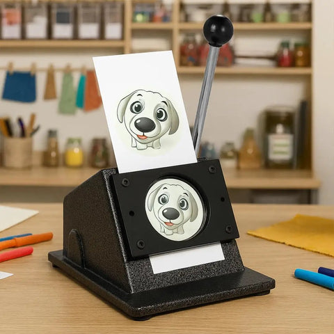 Heavy Duty 1 Inch Circle Punch Cutter Button Maker For Paper Craft And Diy Projects cutting dog image in craft room