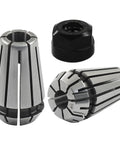 ER16 Spring Collet Nut Set For CNC Engraving Milling And Lathe Machines Includes One Eighth Inch And One Quarter Inch Precision Collets With Clamping Nut Alloy Steel Construction Ready To Roll, showing alloy steel collets and clamping nut
