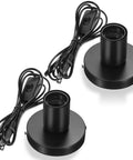 2 Pack Polished Metal Desk Lamp Bases With E26 E27 Screw Socket Heads Heavy Duty Night Light Base Replacement For Table Lamp 6 Feet Cord On Off Switch Plug Black