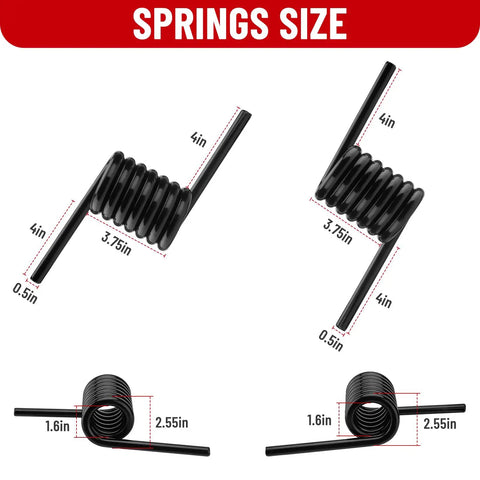 Get Your Tailgate Gear Sorted With These Badass Trailer Ramp Coil Springs Compatible With 1.5 Inch Shafts Replacing RS16933LH RS16933RH showing detailed sizes.