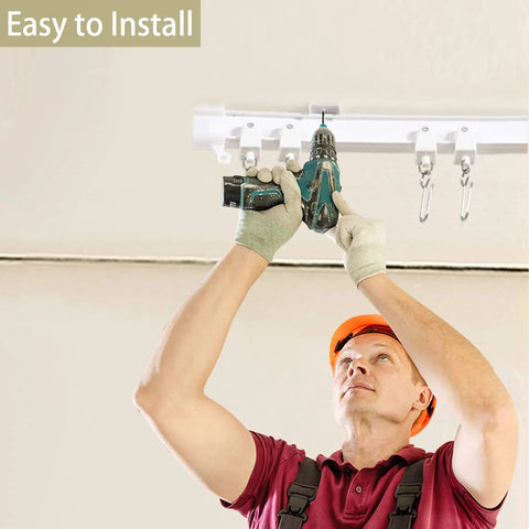 Man installing Easy Glide Ceiling Curtain Track System Flexible Durable Design For Effortless Gliding Ideal For Shower Window RV