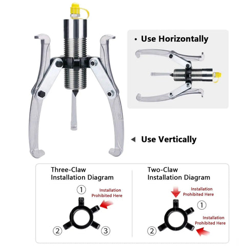 Heavy Duty Hydraulic Gear Puller Kit 5 10 15 20 30 50 Ton With 2 And 3 Jaw Bearing Puller Tool usage instructions