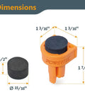 Twelve Bench Dogs For Three Quarter Inch Holes With EVA Insert Non Marring Workbench Stops For Woodworking MFT Table Portable Workbench And DIY Projects Pro Grade For DIYers And Pros In The Shop shown with dimensions and nylon material.