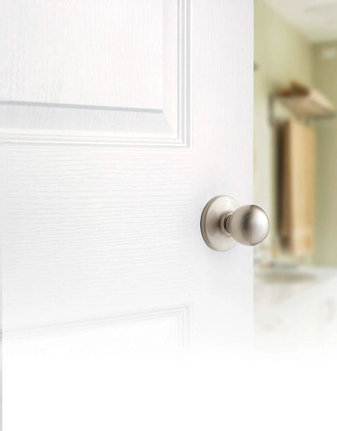 Polo Interior Passage Door Knob For Closet And Hallway Doors, Non Locking Doorknob In Satin Nickel With Microban Protection on door