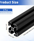 Two Piece 4040 Aluminum Extrusion Profiles Six Inch Linear Rail Slick T Slot Anodized Finish showing dimensions and profile.