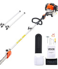 Gas Pole Saw With 43cc Two-Stroke Engine, 10 Inch Bar, 11.7 Ft Reach, 12,000 RPM, 1.75 HP Power, includes extension poles and toolkit